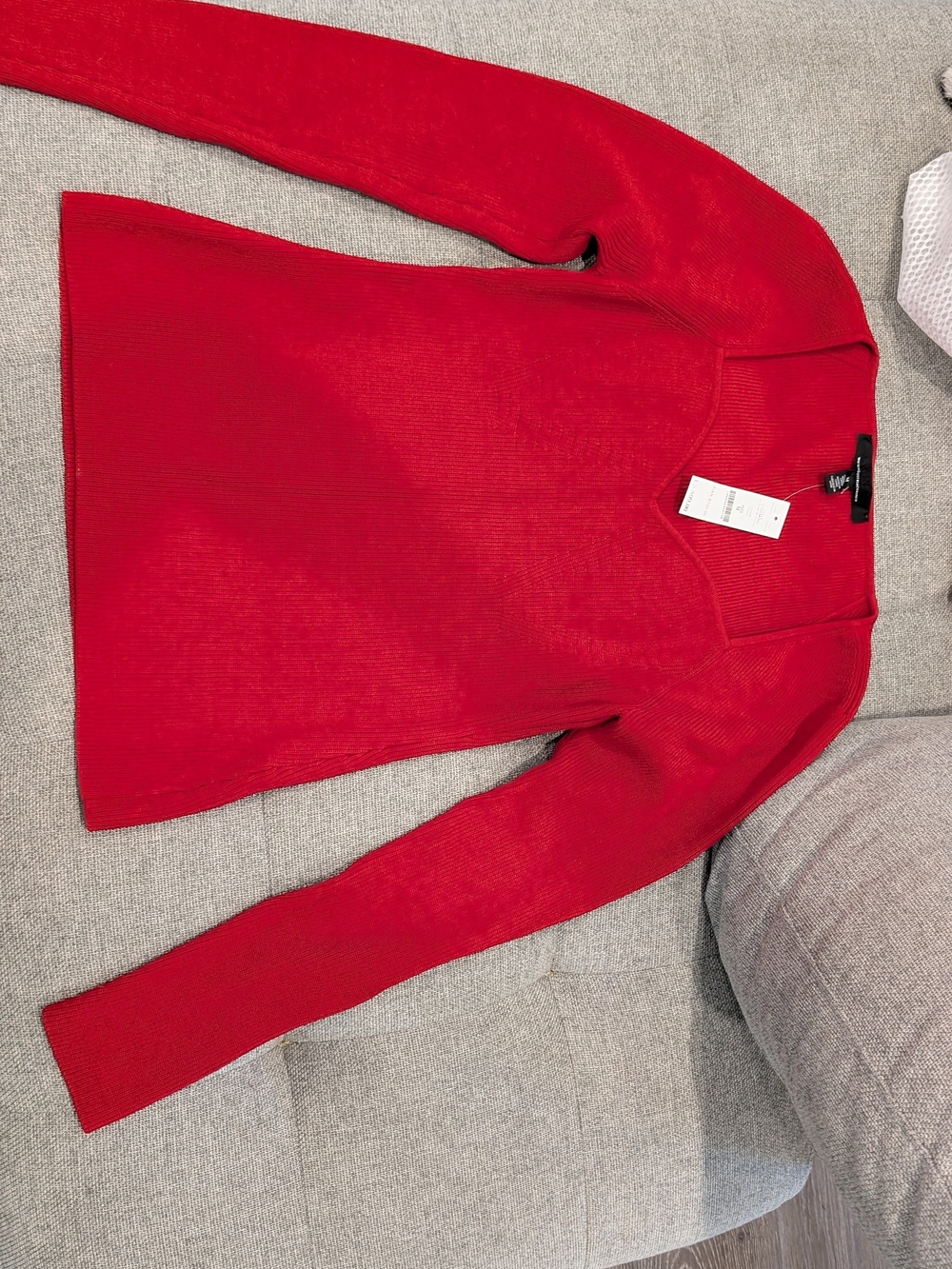 White House Black Market Red V-Neck Ribbed Sweater NWT